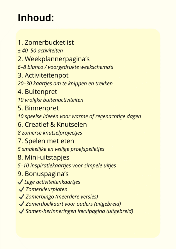 Zomerplanner voor  Dreumesen en peuters!
