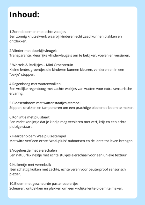 Lente knutselbundel voor dreumesen