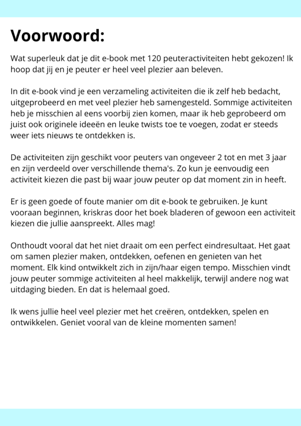peuteractiviteiten ebook, 120 ideeën voor 2 en 3 jarigen