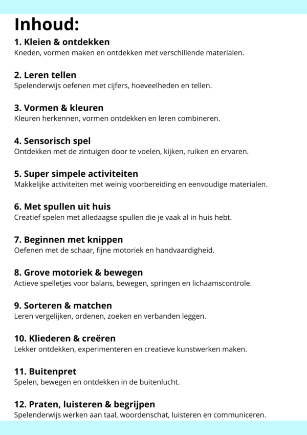 peuteractiviteiten ebook, 120 ideeën voor 2 en 3 jarigen